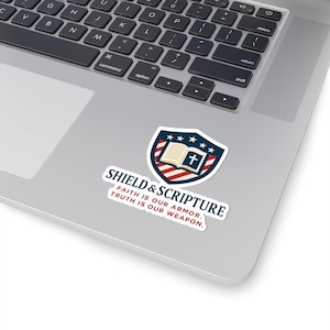Autocollants de foi chrétienne des Etats-Unis |  Bouclier et décalcomanies bibliques pour voitures, ordinateurs portables, journaux intimes, cadeaux de la Bible patriotique MAGA, oeuvre d'art inspirée de Jésus