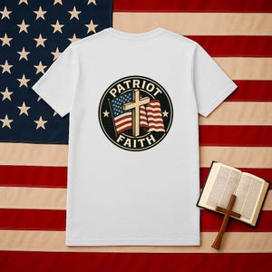 USA Christian Faith T-Shirt | Jesus Cross & Flag Bible Tee, MAGA Trump Shirt, Patriotic God and Country Gift for Believers, Independence Day