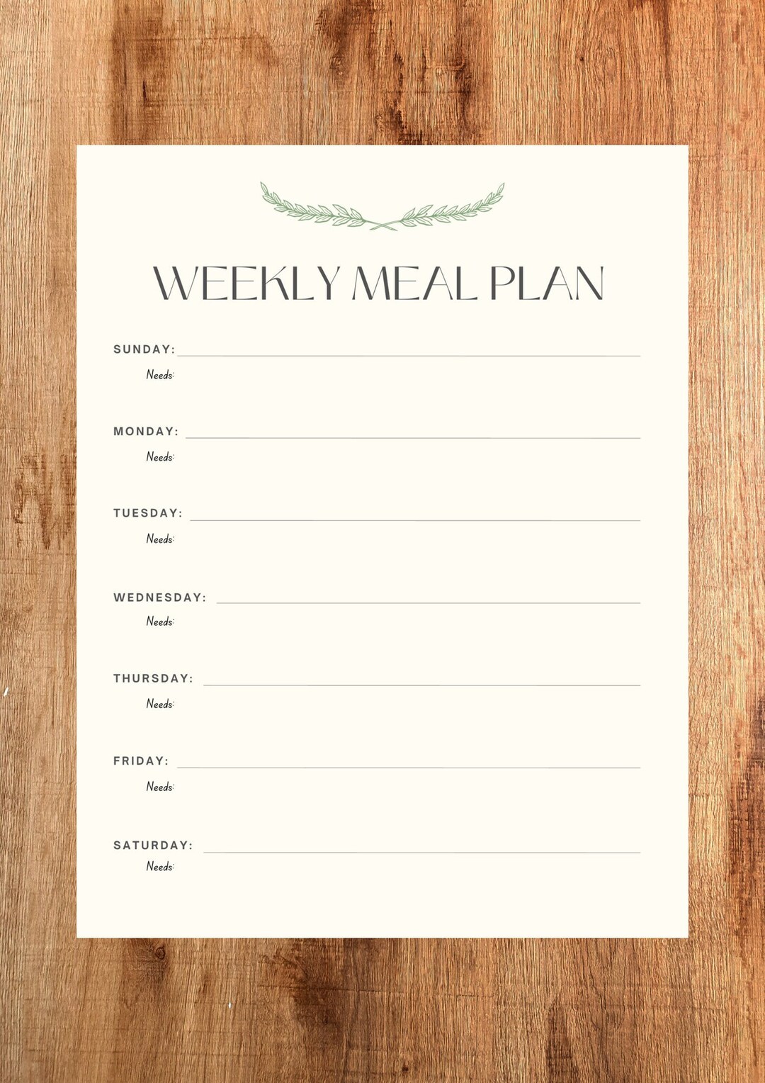 Simple Weekly Meal Planner Printable - Etsy