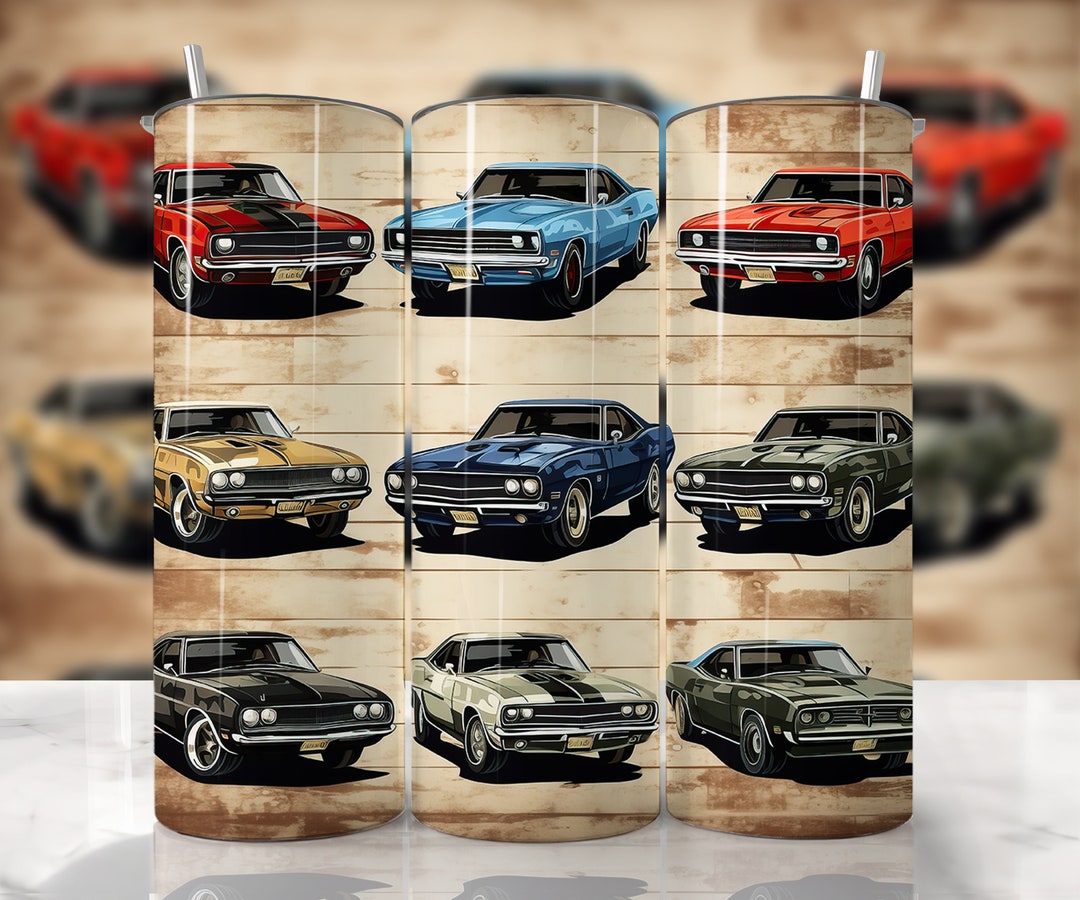 Vintage Car Tumbler Wrap, Classic Car Tumbler, Straight & Tapered