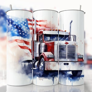 Seamless Truck Tumbler Wrap, America Truck Tumbler Wrap, Straight & Tapered Tumbler Wrap, Truck Driver Wrap, Truck Sublimation Tumbler PNG