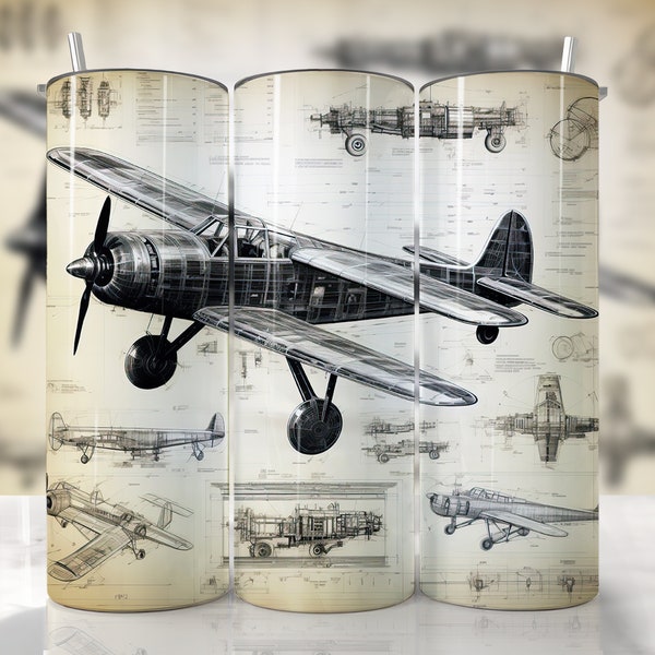 Airplane Tumbler Wrap, Pilot Tumbler Wrap PNG, Plane Lover Tumbler Wrap, Airplane PNG, Straight & Tapered Tumbler Wrap PNG, Flying Plane