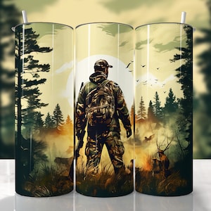 Man Hunting Tumbler Wrap, Deer Hunting Sublimation PNG, Deer Hunting Tumbler Wrap, Straight & Tapered Tumbler Wrap, Buck Hunting Sublimation