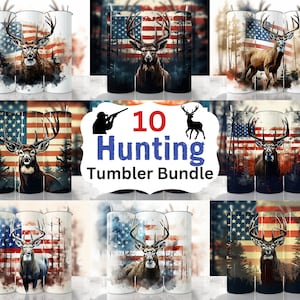 10 Hunting Tumbler American Wrap Bundle, Hunting Sublimation, Deer Hunting Tumbler Wrap, Straight & Tapered Tumbler Wrap, Buck Sublimation