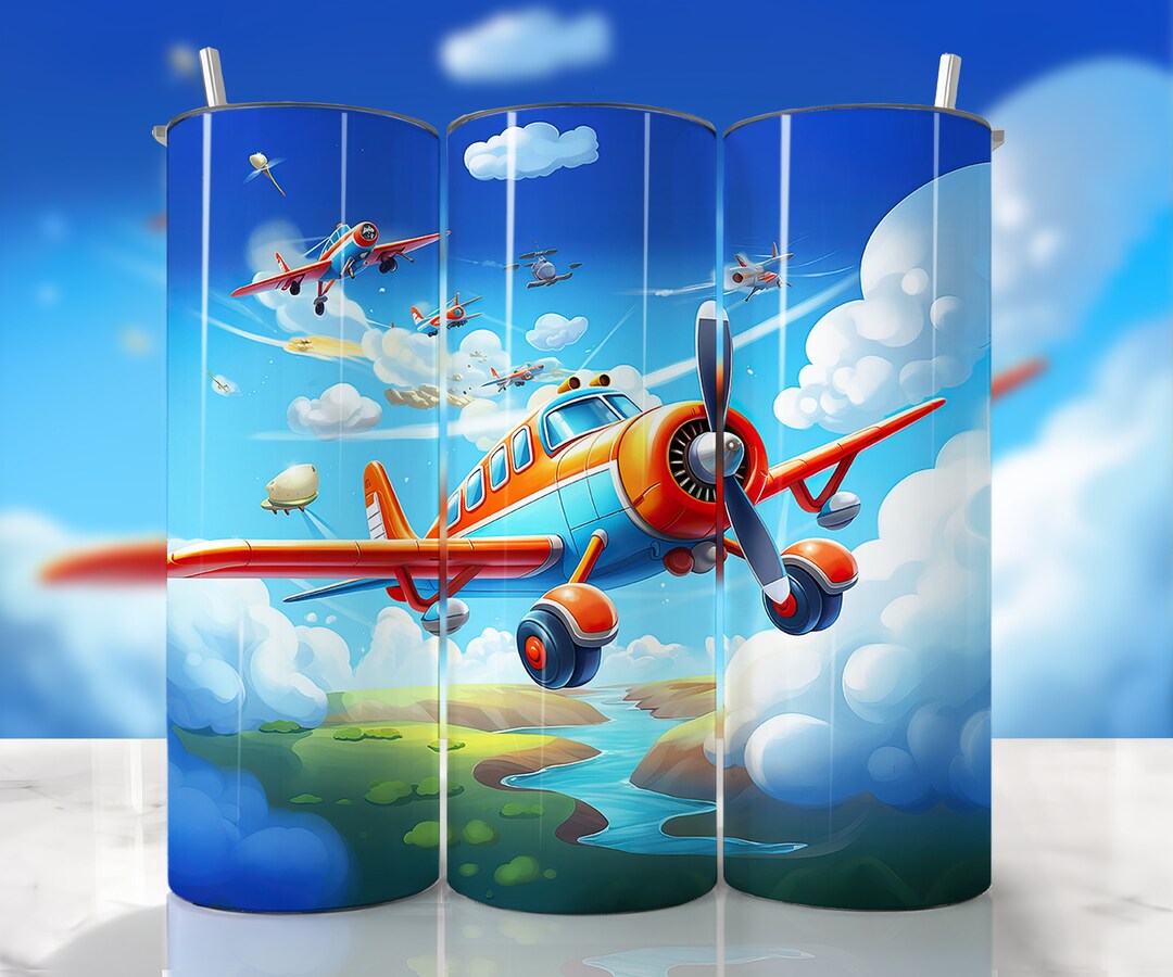 Kids Airplane Tumbler Wrap, Pilot Tumbler Wrap, Plane Tumbler, Kids