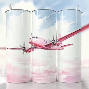 Airplane Tumbler Wrap, Pilot Tumbler Wrap PNG, Pink Plane Tumbler Wrap, Airplane, Straight & Tapered Tumbler Wrap, Plane Taking Off Tumbler
