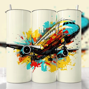 Airplane Tumbler Wrap, Pilot Tumbler Wrap, Graffiti Tumbler Wrap, Airplane, PNG Straight & Tapered Tumbler Wrap, Plane Taking Off Tumbler