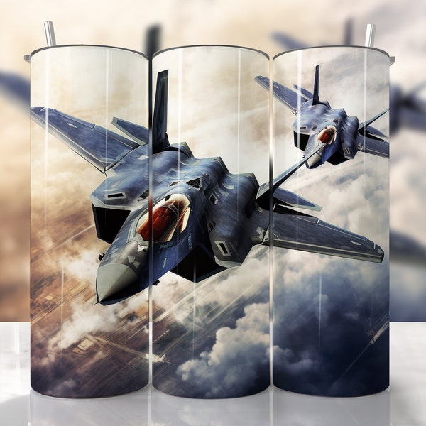 Fighter Jet Tumbler Tumbler Wrap, Air Force Tumbler Wrap PNG, Aviation Sublimation, Military Plane, Straight & Tapered Tumbler Wrap