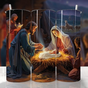 Krippe Tumbler Wrap, Krippe Tumbler Wrap, religiöse Tumbler Wrap, Weihnachts Tumbler, Bibel Tumbler, gerade & konisch Tumbler PNG