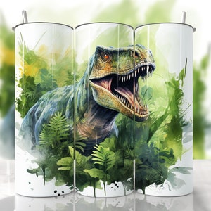 Dinosaur Tumbler Wrap, Bezszwowa owijka do kubka, Sublimacja dinozaurów, Prosta i zwężana owijka do kubka, Dinosaur Png Design, Chłopięca owijka do kubka