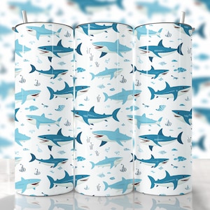 Shark Tumbler Wrap, Seamless Tumbler Wrap, Shark Sublimation, Straight & Tapered Tumbler Png, Ocean Tumbler Wrap, Sea Life Tumbler Shark Png