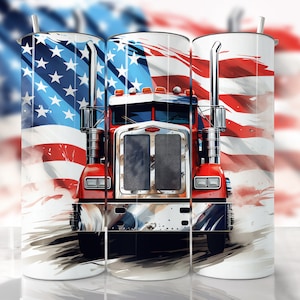 Seamless Truck Tumbler Wrap, America Truck Tumbler Wrap, Straight & Tapered Tumbler Wrap, PNG Truck Driver Wrap, Truck Sublimation Tumbler
