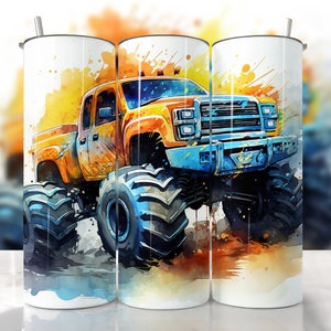 Monster Truck Tumbler Wrap, Seamless Monster Tumbler, Straight & Tapered Tumbler Wrap Png, Truck Tumbler Wrap, Truck Sublimation Tumbler