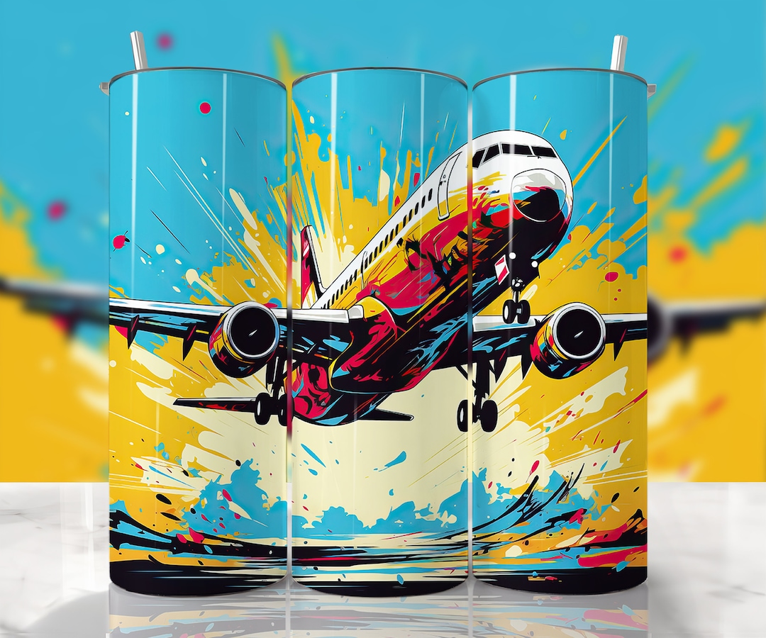 Airplane Tumbler Wrap, Pilot Tumbler Wrap, Graffiti Tumbler Wrap