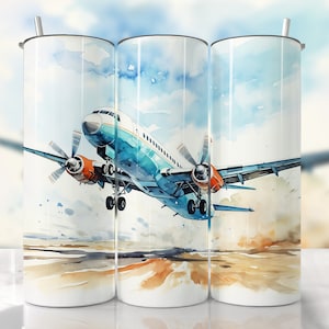 Airplane Tumbler Wrap, Pilot Tumbler Wrap PNG, Watercolor Tumbler Wrap,  Airplane PNG, Straight & Tapered Tumbler Wrap, Flying Plane Tumbler
