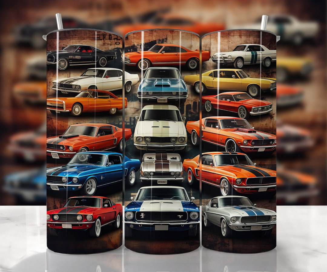 Muscle Car Tumbler Wrap, Vintage Car Tumbler, Straight & Tapered