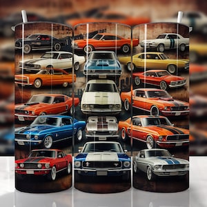 Muscle Car Tumbler Wrap, Oldtimer Tumbler, gerade & konisch Tumbler Wrap, Auto Sublimation, Classic Car Tumbler, Autoliebhaber Tumbler
