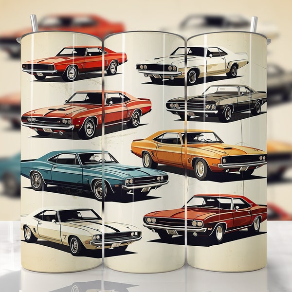 Vintage Car Tumbler Wrap, Classic Car Tumbler Wrap, Car Sublimation, Straight & Tapered Tumbler, Car Lover Tumbler, Muscle Car Tumbler PNG