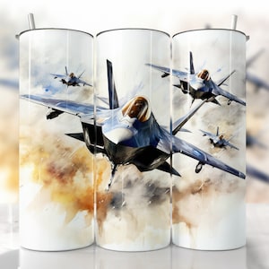 Fighter Jet Tumbler Tumbler Wrap PNG, Air Force Tumbler Wrap, Straight & Tapered Tumbler Wrap, Aviation Sublimation PNG, Military Plane