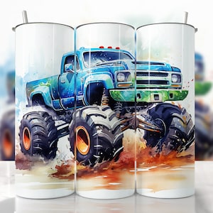 Monster Truck Tumbler Wrap, Seamless Monster Tumbler, Straight & Tapered Tumbler Wrap, Truck Sublimation Tumbler Png, Truck Tumbler Wrap