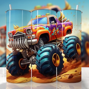 Monster Truck Tumbler Wrap, Kids Truck Tumbler Wrap, Straight & Tapered Tumbler Wrap, Truck Sublimation Tumbler Png, Boys Tumbler Wrap