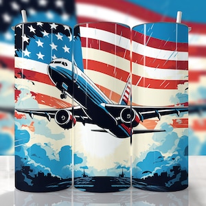 Airplane Tumbler Wrap, Pilot Tumbler Wrap, Plane In The Sky Tumbler, American Tumbler Wrap, Airplane PNG, Straight & Tapered Tumbler Wrap
