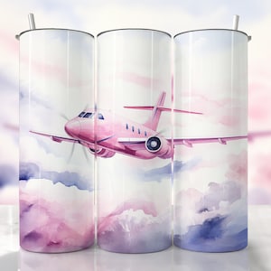 Airplane Tumbler Wrap, Pilot Tumbler Wrap, Pink Plane Tumbler Wrap, Airplane, Straight & Tapered Tumbler Wrap, Plane Taking Off Tumbler PNG