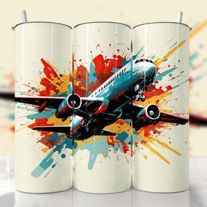 Airplane Tumbler Wrap, Pilot Tumbler Wrap, Graffiti Tumbler Wrap, Airplane, Straight & Tapered Tumbler Wrap, Plane Taking Off Tumbler