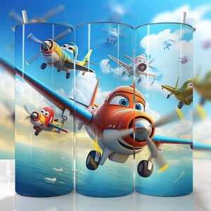 Kids Airplane Tumbler Wrap, Pilot Tumbler Wrap, Kids Sublimation, Plane Tumbler, Kids Airplane Wrap, Straight & Tapered Tumbler Wrap