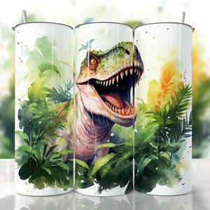 Opakowanie na kubek Dinozaur, bezszwowe opakowanie na kubek, akwarelowy dinozaur, proste i stożkowe opakowanie na kubek, Dinozaur PNG, opakowanie na kubek dla chłopców