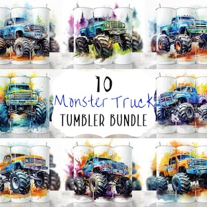 Monster Truck Tumbler Wrap Bundle, Seamless Monster Tumbler, Straight & Tapered Tumbler Wrap, Truck Sublimation Tumbler, Truck Tumbler Wrap