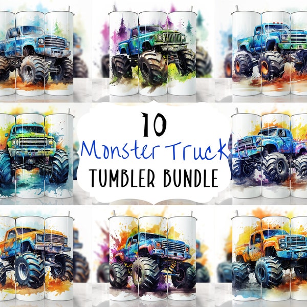 Monster Truck Tumbler Wrap Bundle, Seamless Monster Tumbler, Straight & Tapered Tumbler Wrap, Truck Sublimation Tumbler, Truck Tumbler Wrap
