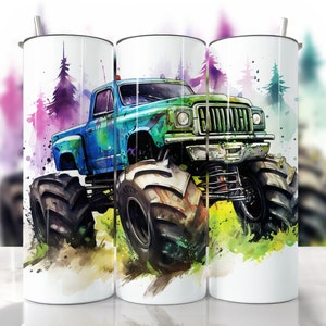 Monster Truck Tumbler Wrap, Seamless Monster Tumbler, Straight & Tapered Tumbler Wrap, Png Truck Sublimation Tumbler, Truck Tumbler Wrap