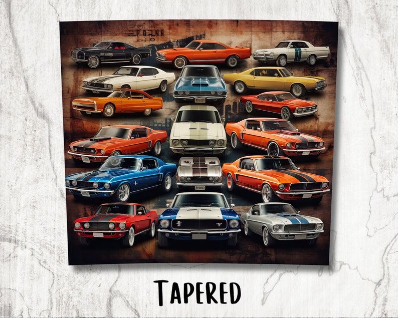 Muscle Car Tumbler Wrap, Vintage Car Tumbler, Straight & Tapered