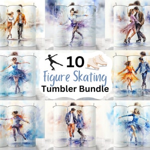 Figure Skating Tumbler Wrap Bundle, Figure Skating Sublimation PNG, Figure Skating, Ice Skating Tumbler, Straight & Tapered Tumbler Wrap