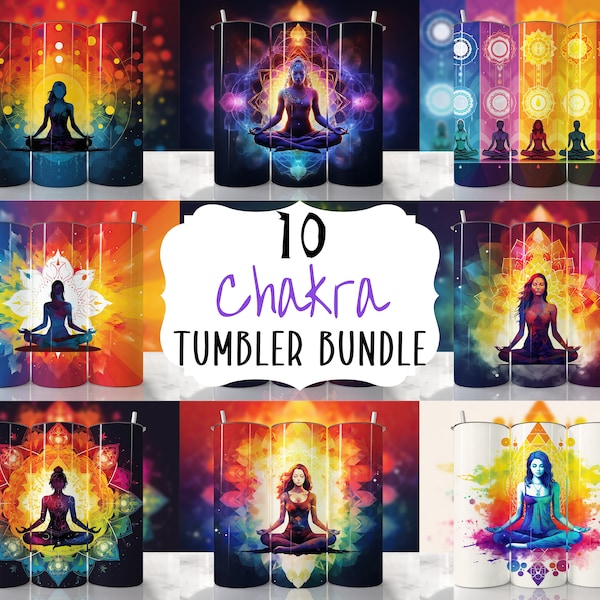 Chakra Tumbler Wrap Bundle, Yoga Tumbler Wrap, Meditation Tumbler Wrap, Mental Health Tumbler Straight & Tapered Tumbler Wrap, Sublimation