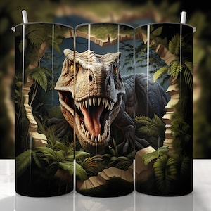 Opakowanie na kubek z dinozaurem 3D, Opakowanie na kubek 20 uncji, Sublimacja dinozaura Png, Proste i stożkowe opakowanie na kubek, Opakowanie na kubek dla chłopców, Wzór dinozaura