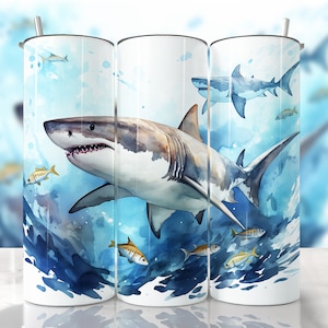 Shark Tumbler Wrap, Seamless Tumbler Wrap, Shark Sublimation, Straight & Tapered Tumbler, Ocean Tumbler Wrap, Sea Life Tumbler, Shark Png