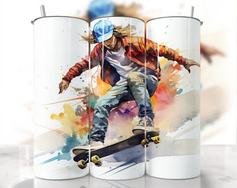 Skateboarding Seamless Tumbler Wrap, Skateboard Sublimation, Skateboarding Png, Straight & Tapered Tumbler Wrap, Skateboarding Design PNG