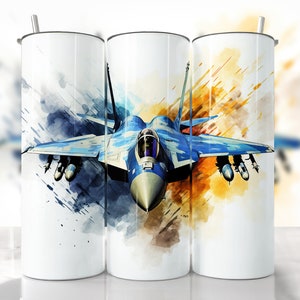 Fighter Jet Tumbler Tumbler Wrap, Air Force Tumbler Wrap, Military Plane Tumbler, Straight & Tapered Tumbler Wrap PNG, Aviation Sublimation