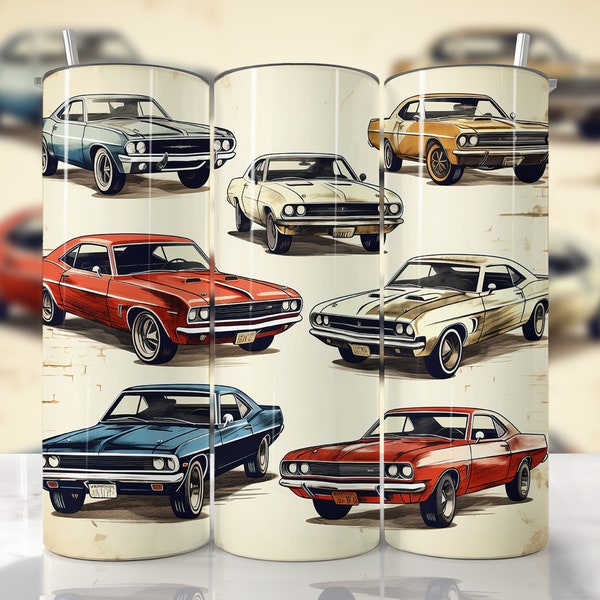 Vintage Car Tumbler Wrap, PNG Classic Car Tumbler, Straight & Tapered Tumbler Wrap, Car Sublimation, Car Lover Tumbler, Muscle Car Tumbler