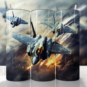 Fighter Jet Tumbler Tumbler Wrap, Air Force Tumbler Wrap, Aviation Sublimation PNG, Military Plane, Straight & Tapered Tumbler Wrap