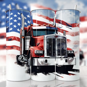 Semi Truck Tumbler Wrap, America Truck Tumbler Wrap, Straight & Tapered Tumbler Wrap PNG, Truck Driver Wrap, Truck Sublimation Tumbler