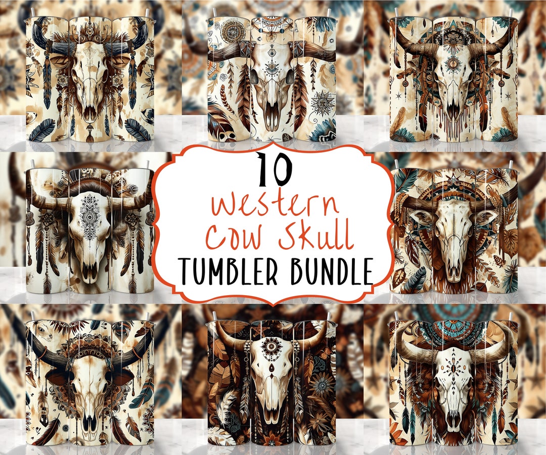 Boho Cow Skull Tumbler Wrap Bundle, Country Tumbler Wrap, Western ...