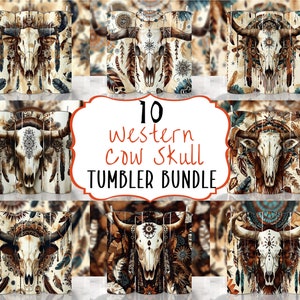 Boho Kuh Schädel Tumbler Wrap Bundle, Country Tumbler Wrap, Western Tumbler Wrap, Kuhfell Tumbler, Country Sublimation, Country Girl Tumbler