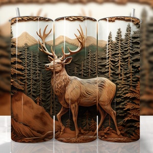 Wood Engraved Hunting Tumbler Wrap, Deer Hunting Tumbler Wrap, Hunting Sublimation, Straight & Tapered Tumbler Wrap, Buck Sublimation