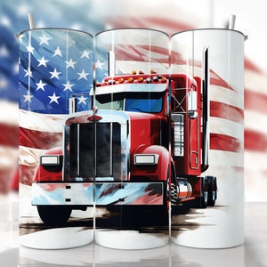 Semi Truck Tumbler Wrap, America Truck Tumbler Wrap, Straight & Tapered Tumbler Wrap PNG, Truck Driver Wrap, Truck Sublimation Tumbler