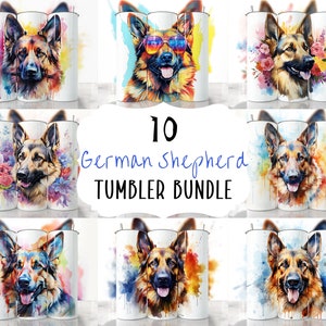 German Shepherd Tumbler Wrap Bundle, Seamless Tumbler Wrap, Straight & Tapered Tumbler, Dog Sublimation, Dog Mom Tumbler, Dog Tumbler Wrap