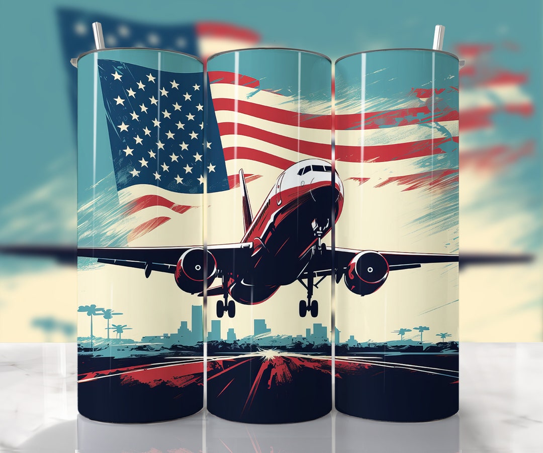 Airplane Tumbler Wrap, Pilot Tumbler Wrap PNG, American Tumbler Wrap