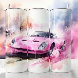 Pink Sports Car Tumbler Wrap, PNG Classic Car Tumbler, Straight & Tapered Tumbler Wrap, Car Sublimation, Muscle Car Tumbler, Car Wrap